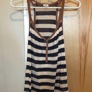 Blue & White Striped Racerback Tank Top